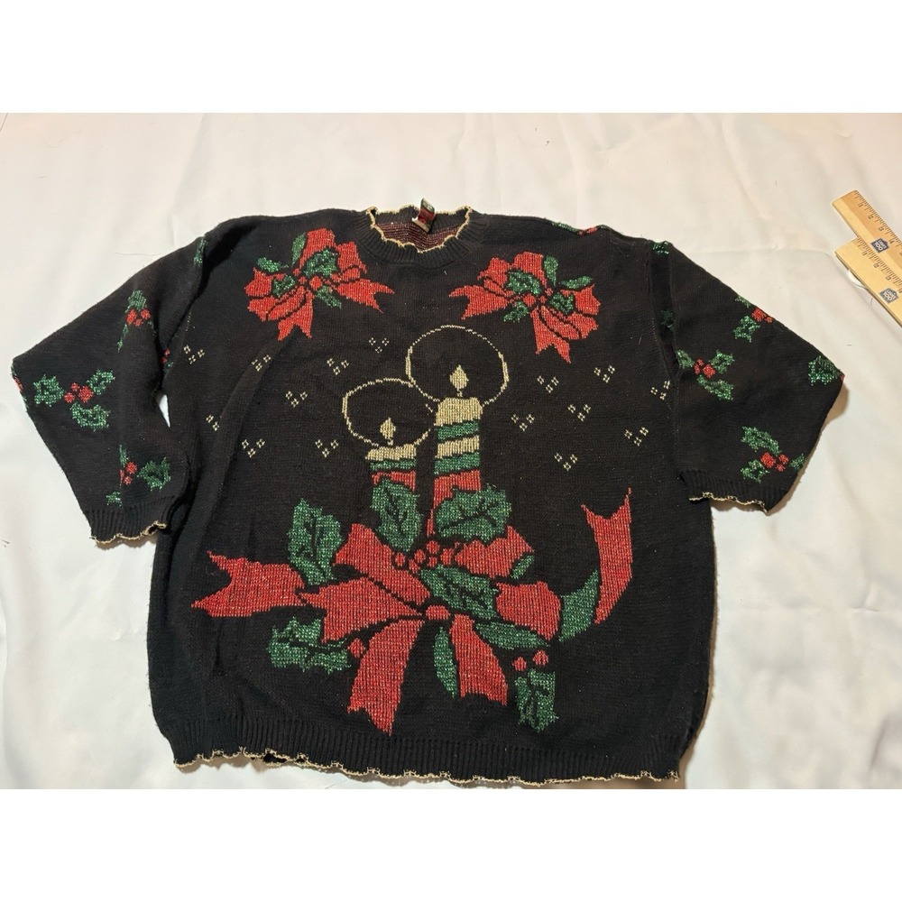 Nutcracker Plus‎ Size Christmas Sweater Candles And Holly